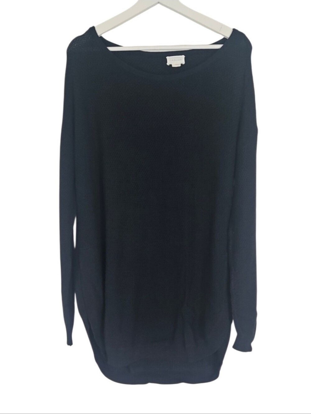 Caslon ( from Nordstroms ) Black Crewneck Tunic Crew Knit Sweater Minimalist, XL